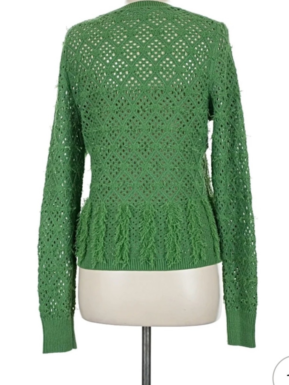 J. Crew Green Open-Knit Peplum Crewneck Sweater